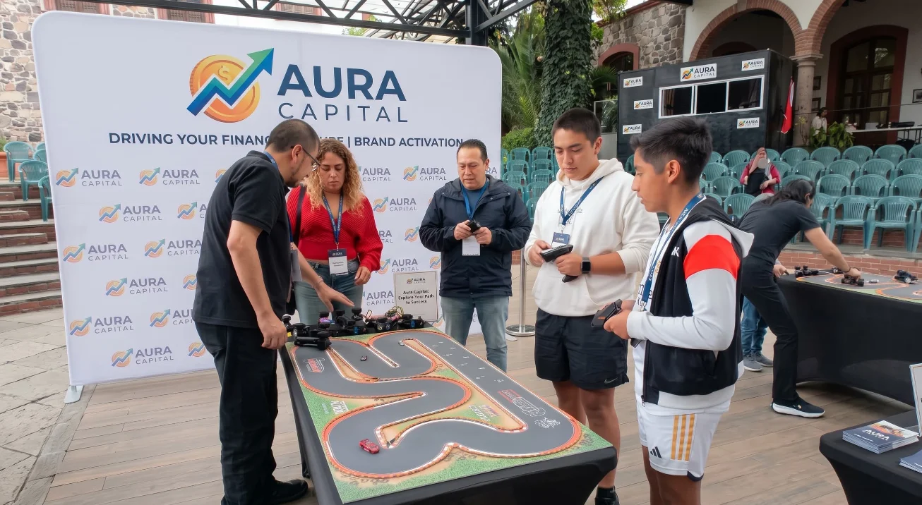 Activación de marca con pista de carreras RC en un centro comercial