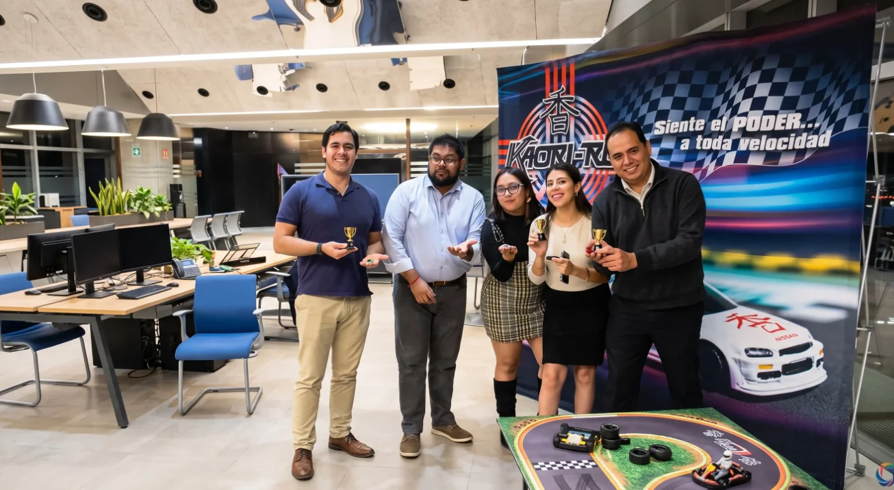 Invitados participando activamente en una dinámica interactiva durante un evento